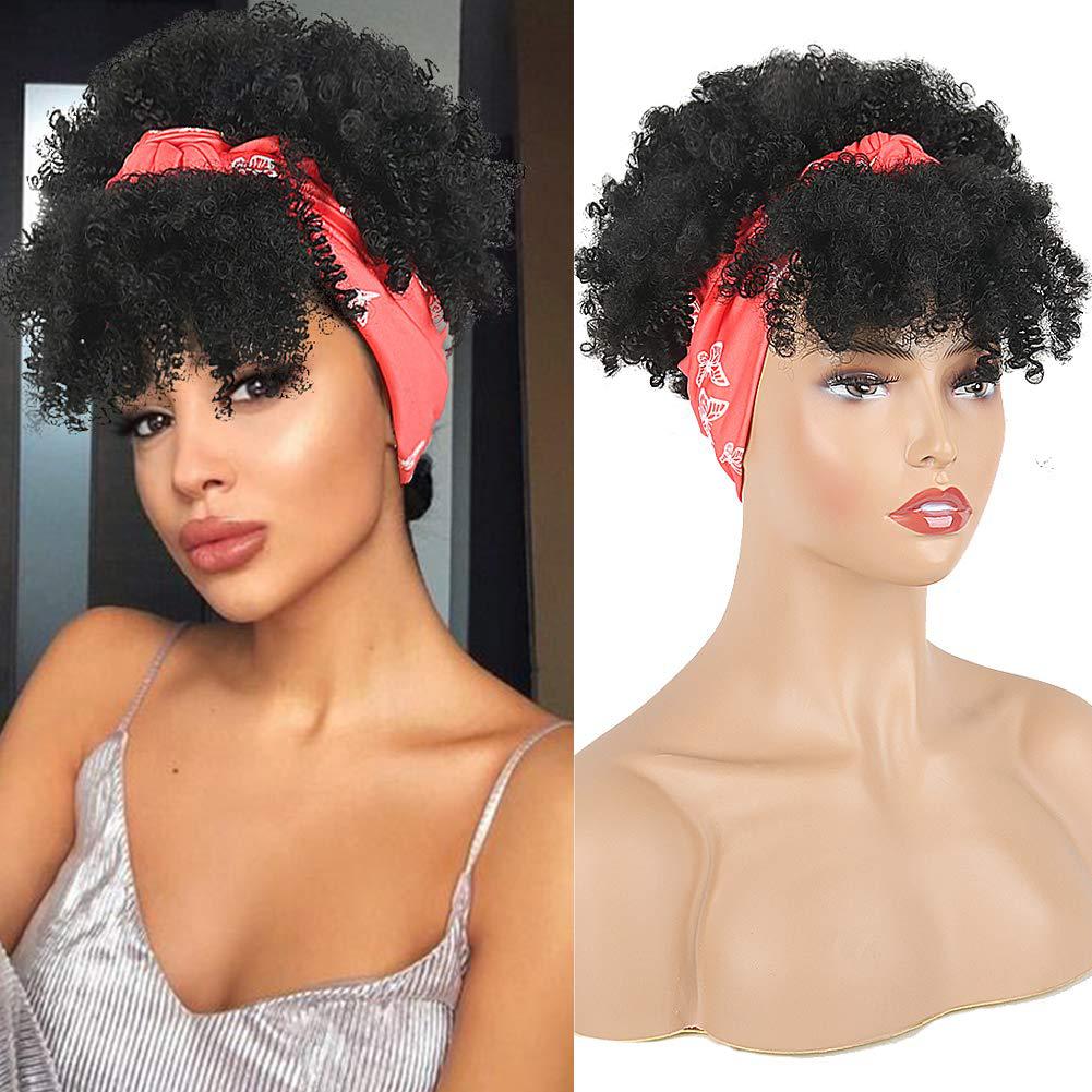 Small Turban Female Headband Bangs Fluffy Wig Short Curly Hair