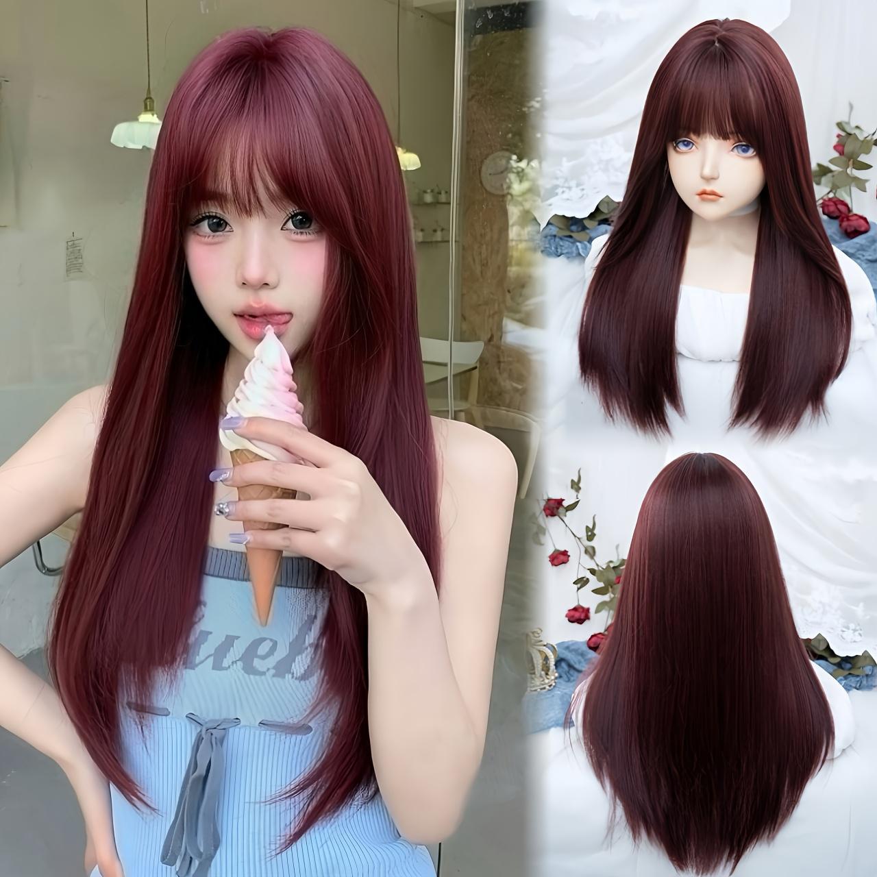 Women's High Dark Brown Hair Full Top Natural Long Straight Wig