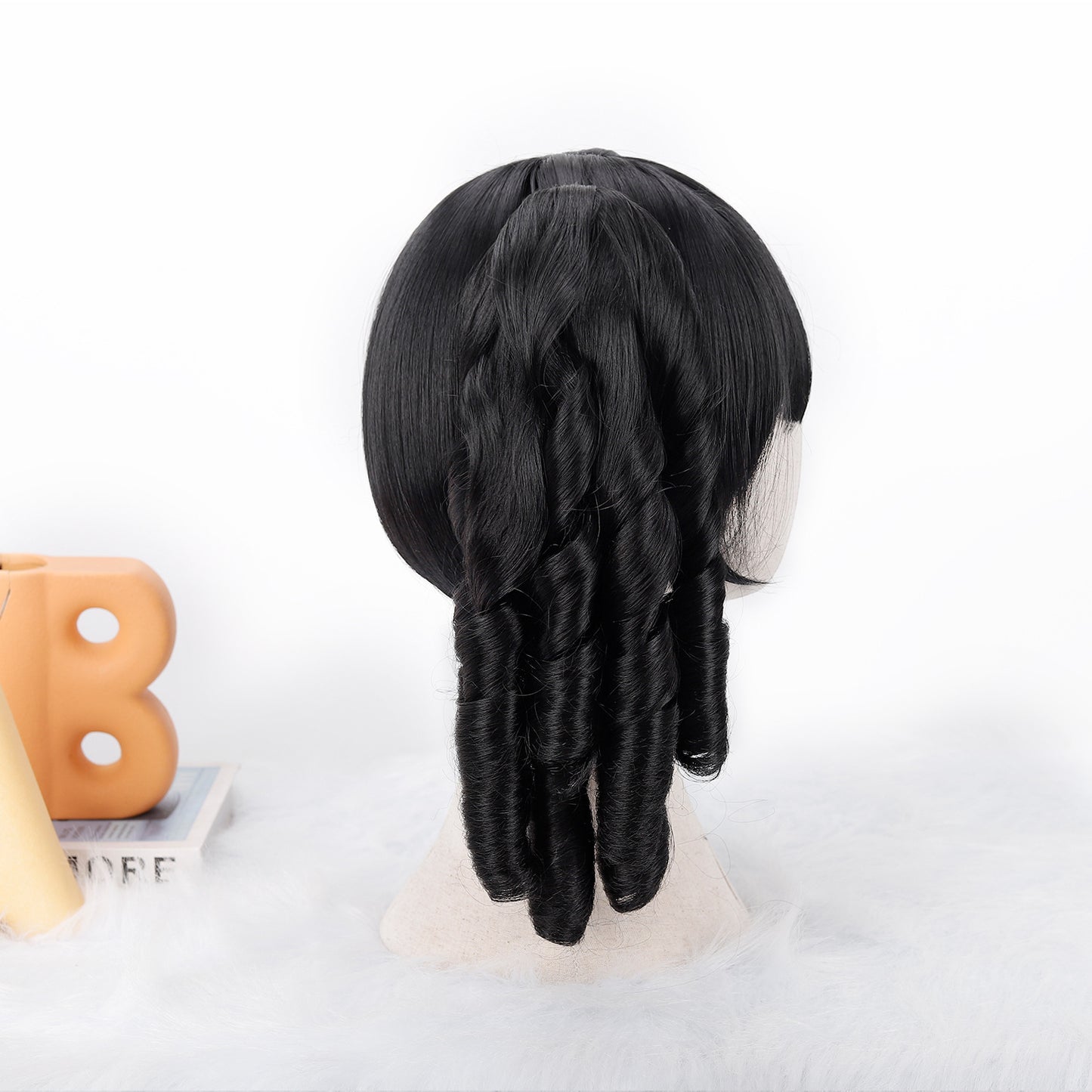 Double Ponytail Anime Head Cover Ball Play Wig Short Curly Hair