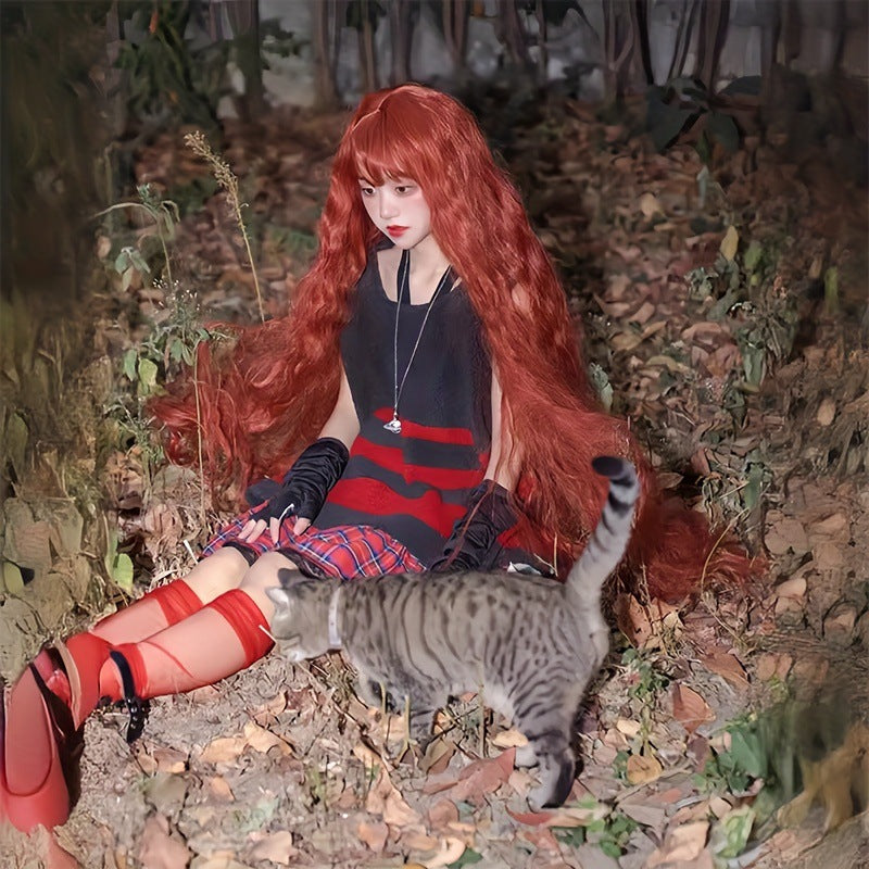 Female Orange Hair Corn Small Mori Wig Long Curls