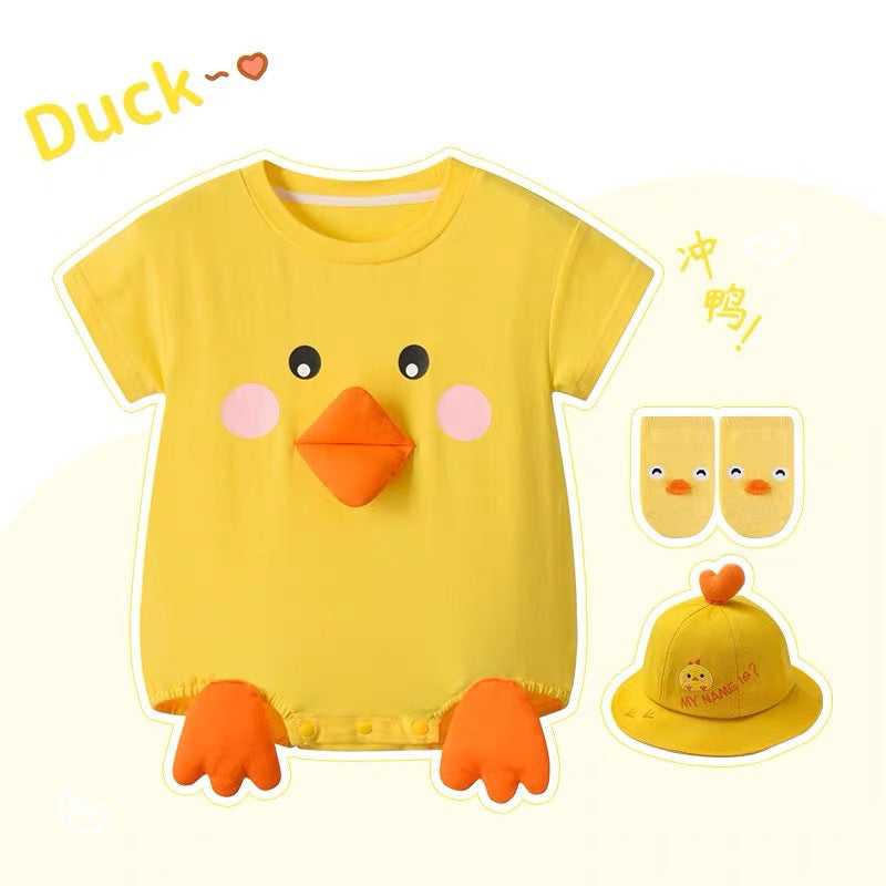 Women's & Men's Small Yellow Duck Clothes Thin Triangle Jumpsuit, Climbing Suit