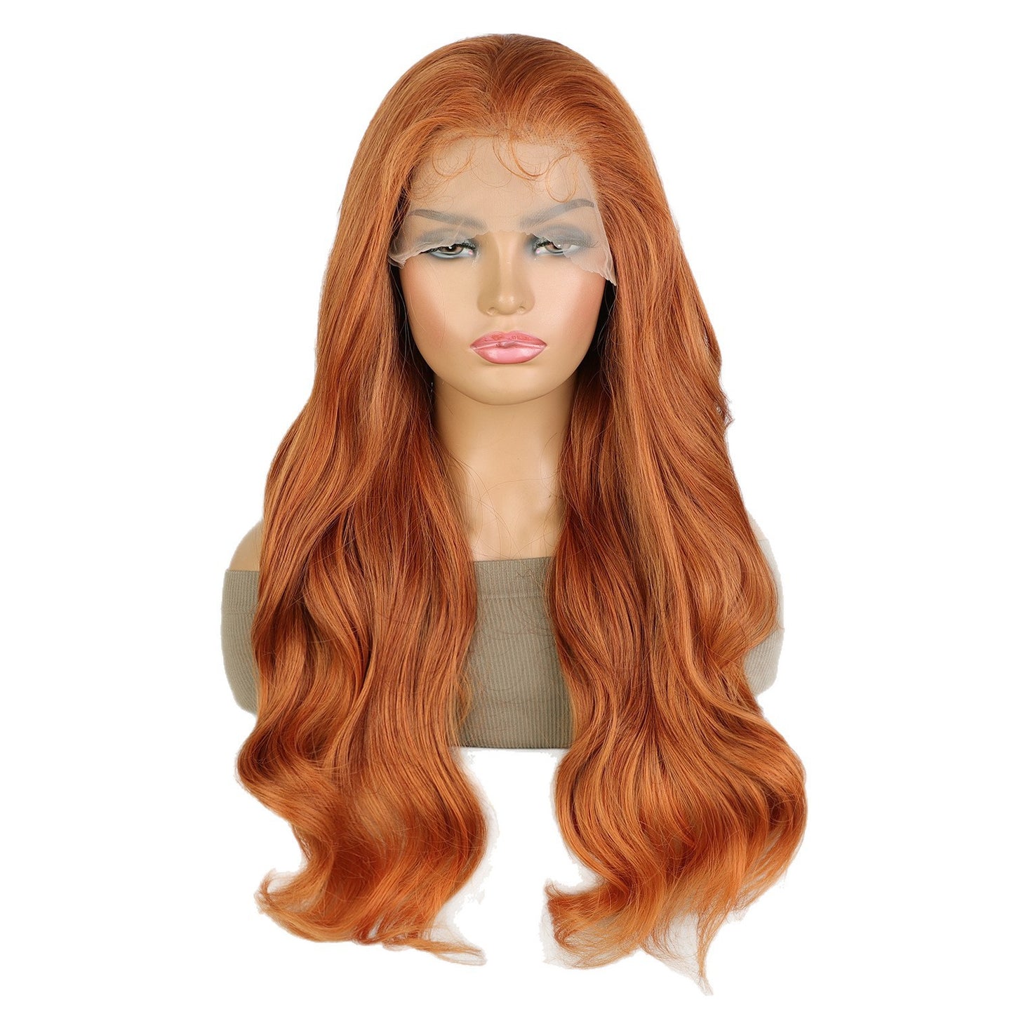 Women's Front Lace Fiber Big Wave Curly Hair Head Wig Long Curls
