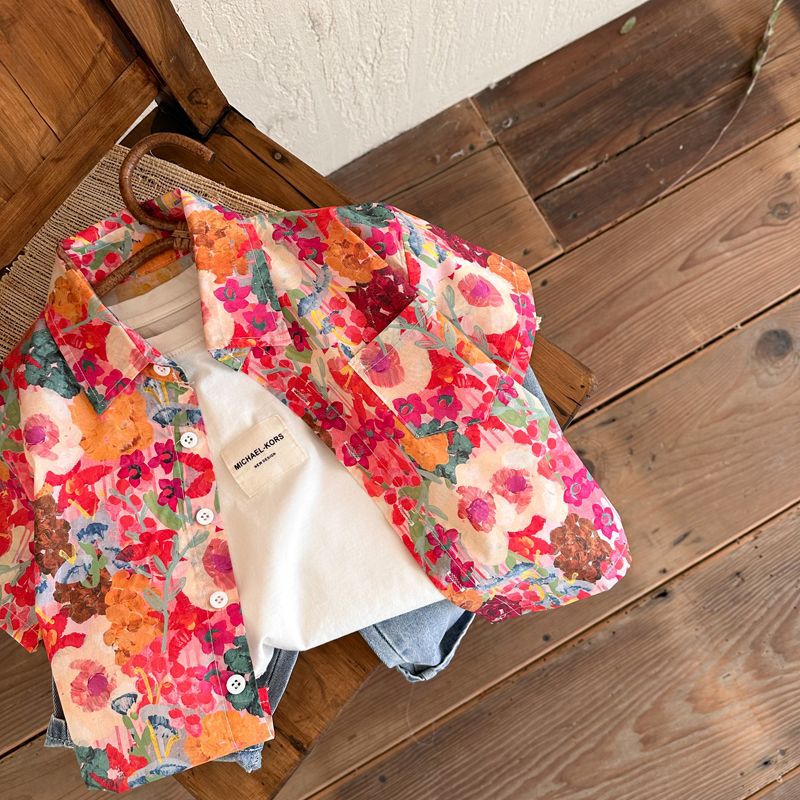 Children's Cotton Summer Boys Casual Top Loose Children's Shirt