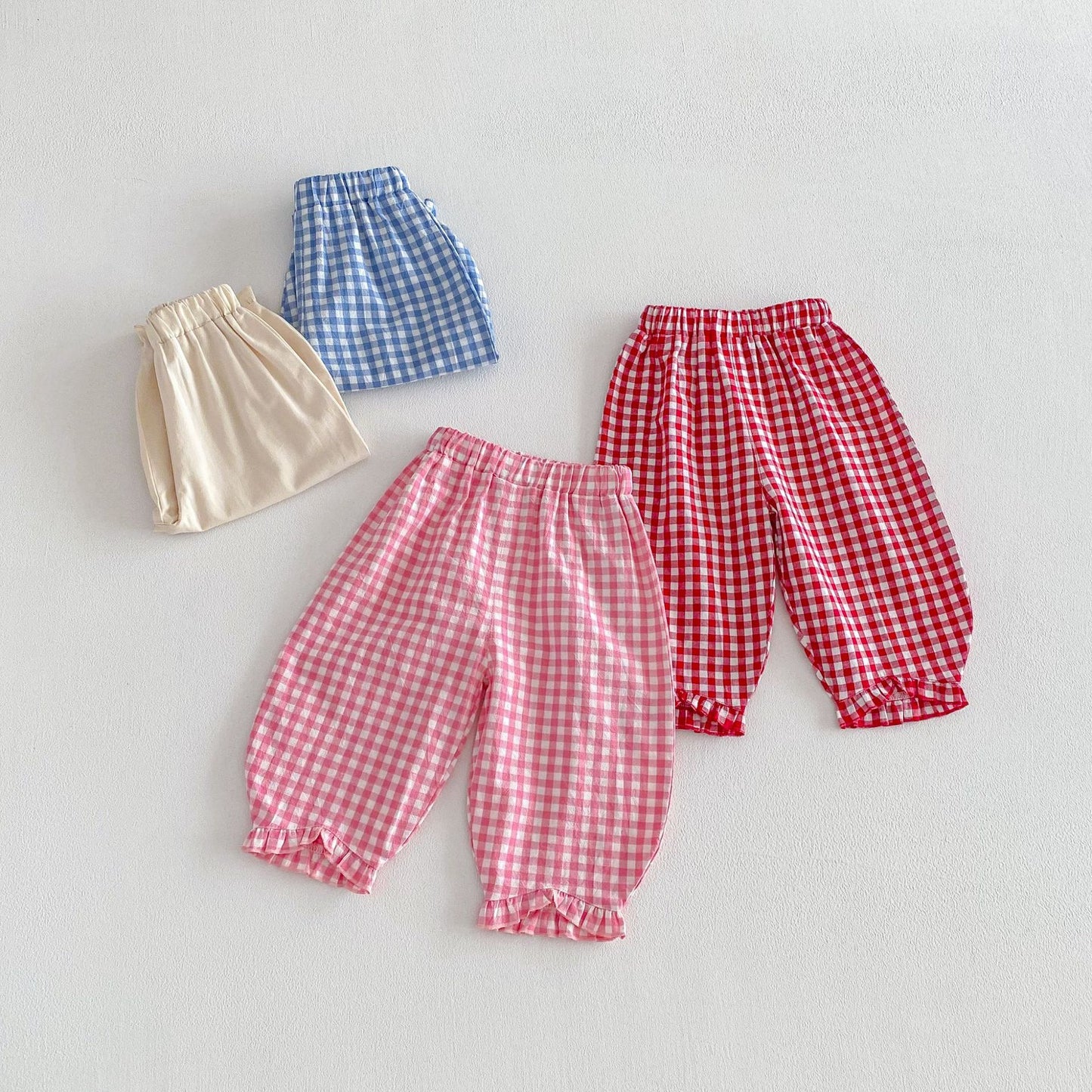 Plaid Casual Spring Korean Style Retro Children's Pants