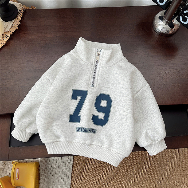 Boys Spring Clothing Fashionable Long Sleeve Stand Collar Half Zip Children's Suit