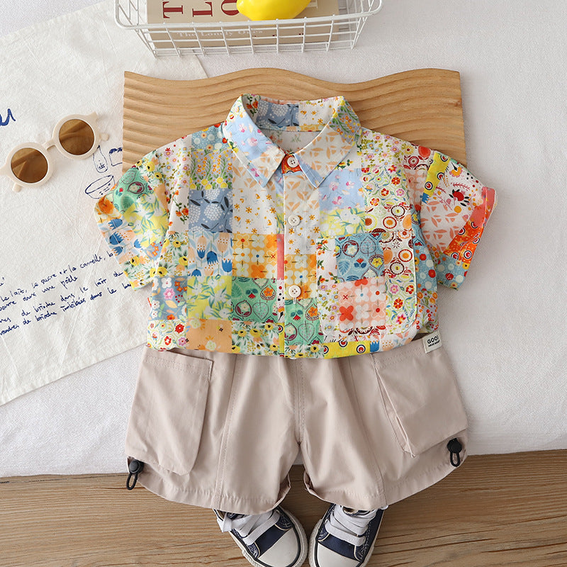 Children's Clothes University Style Unisex Short Sleeve Tie Children's Suit