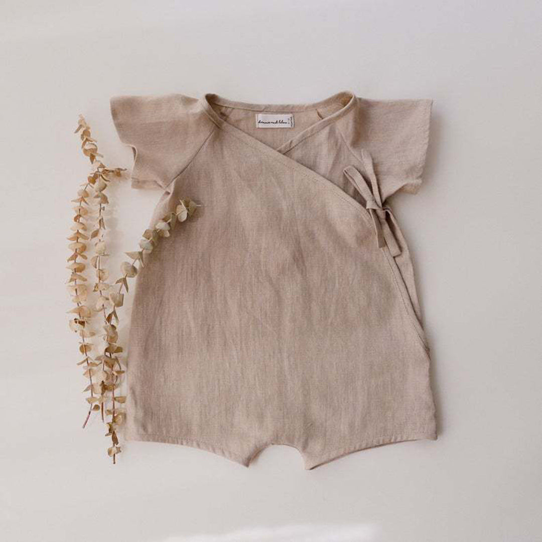 Cotton Short Sleeve Rompers Born Solid Color Jumpsuit, Climbing Suit