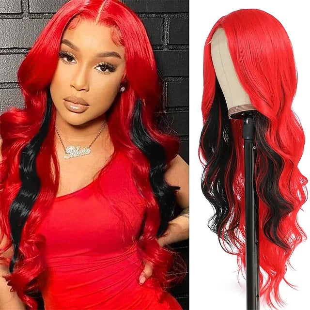 Women's Mixed Color Big Wave Roll Gradient Wig Long Curls