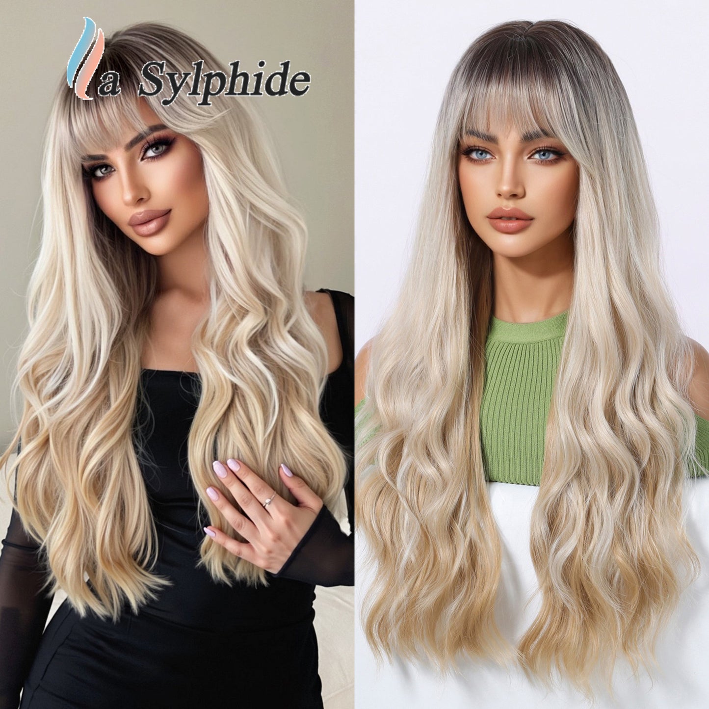 Wave Refuse Class Flavor Natural Straight Bangs Head Cover Fashion Wig Long Curls