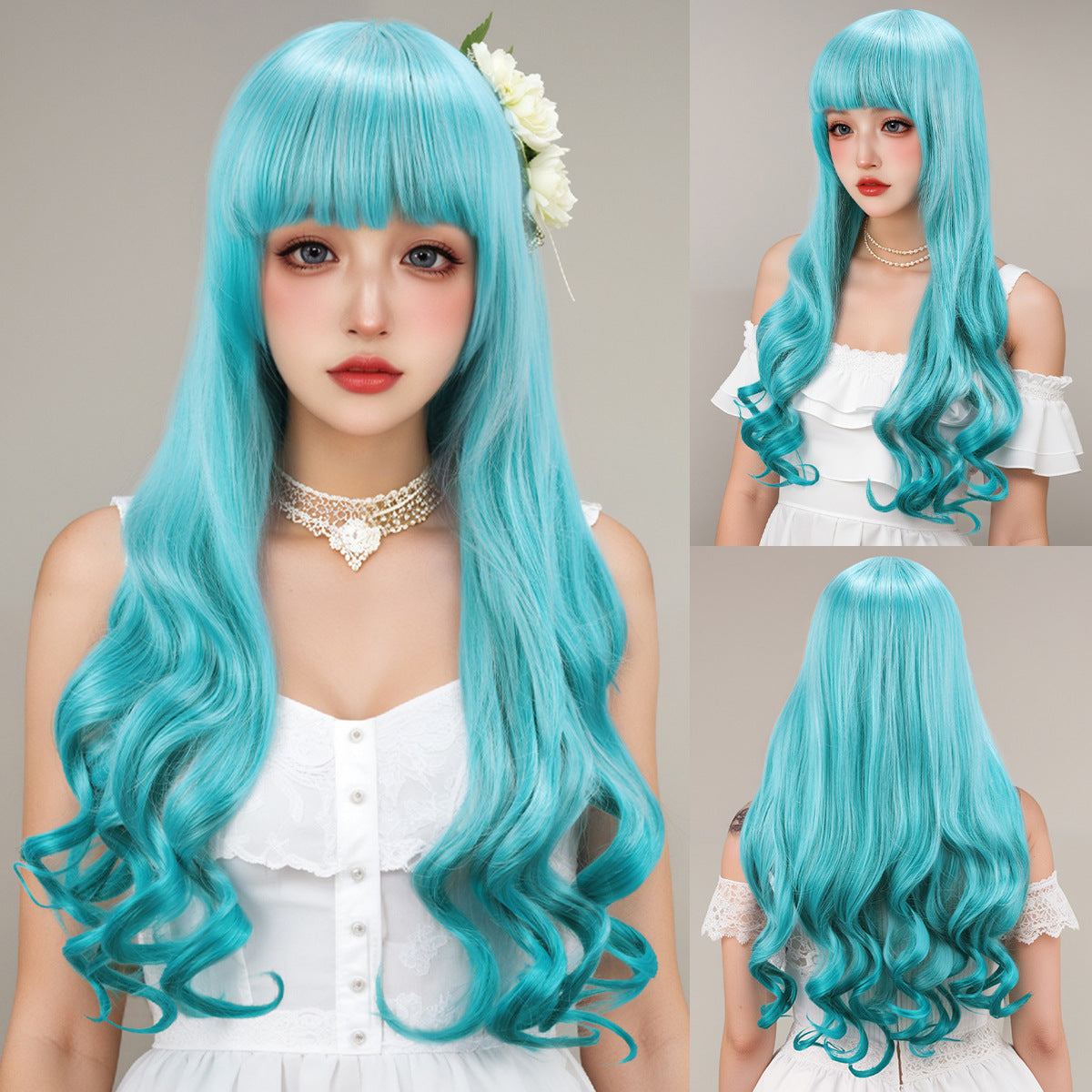 Fluffy Face Shaving Big Wave Chemical Fiber Head Cover My Wig Long Curls