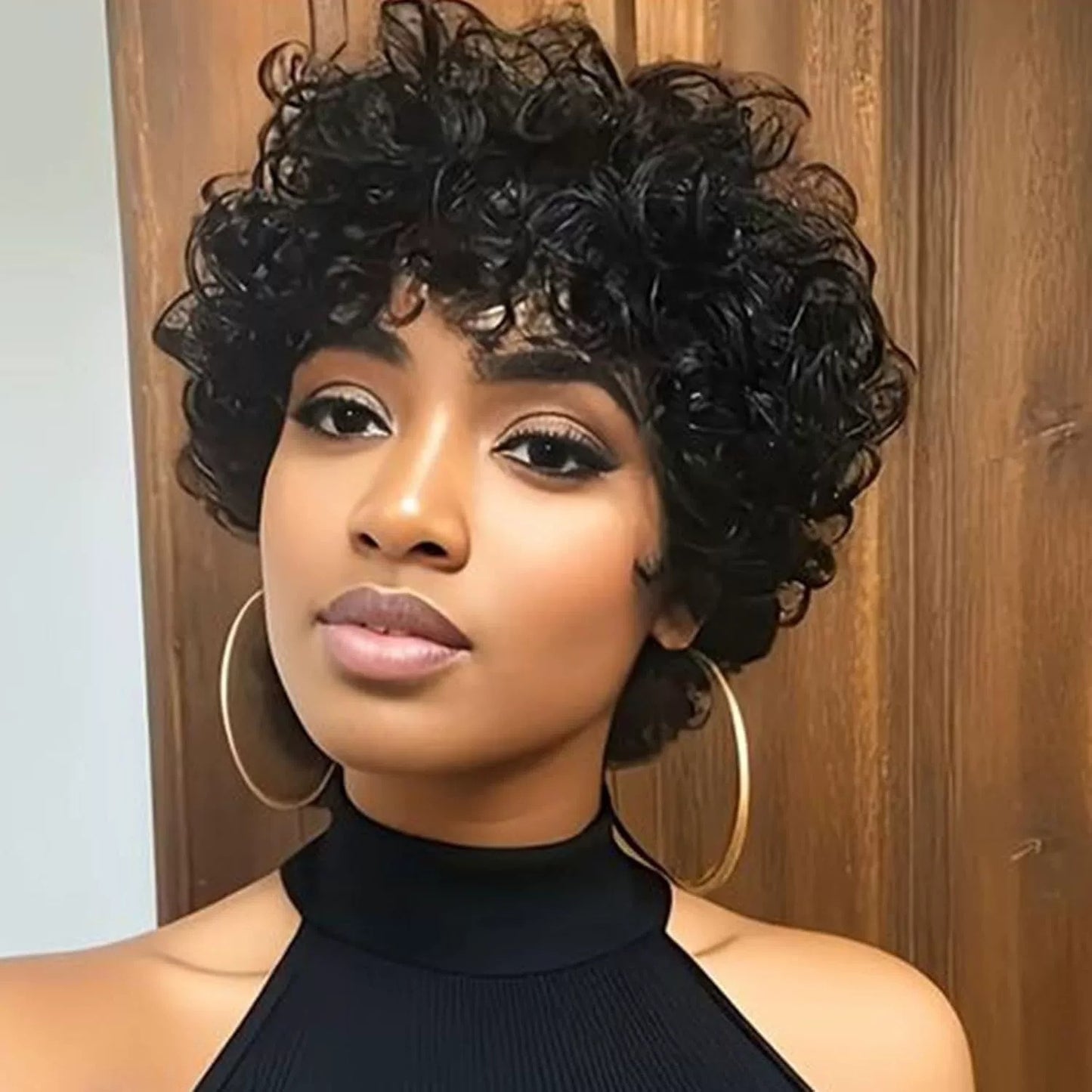 Women's African Small Volume Fluffy Explosion Headgear Cover Chemical Wig Short Curly Hair