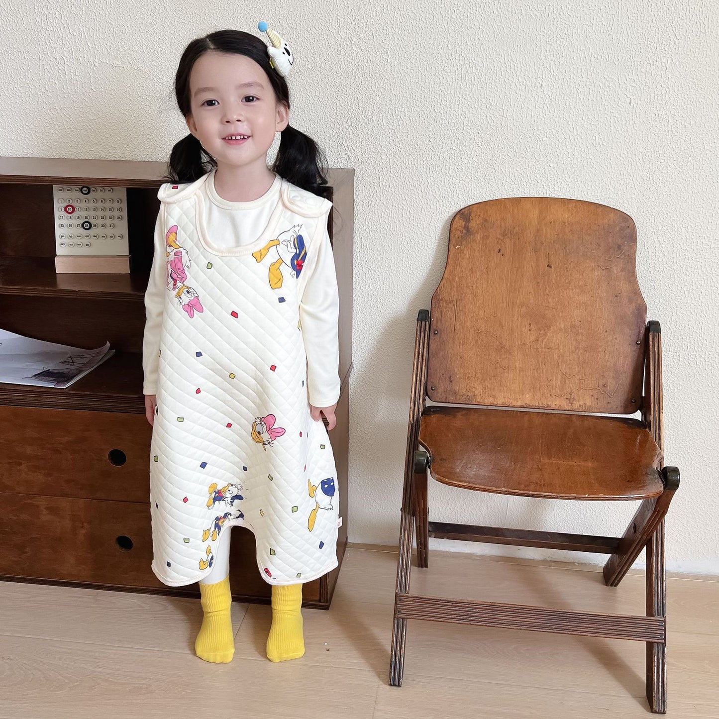 Children's Warm One-piece Pajamas Quilt Split Leg Middle Big Jumpsuit, Climbing Suit
