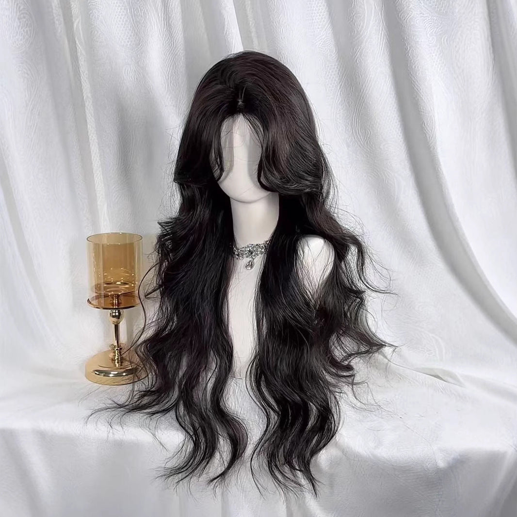 Wave Long-hair Woman Fluffy Natural Black Wig Long Curls