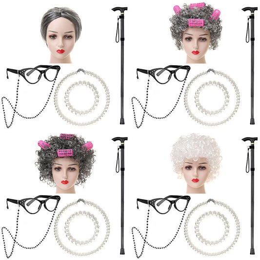 School Day Grandma Sheath Halloween Grandpa Cos Wig