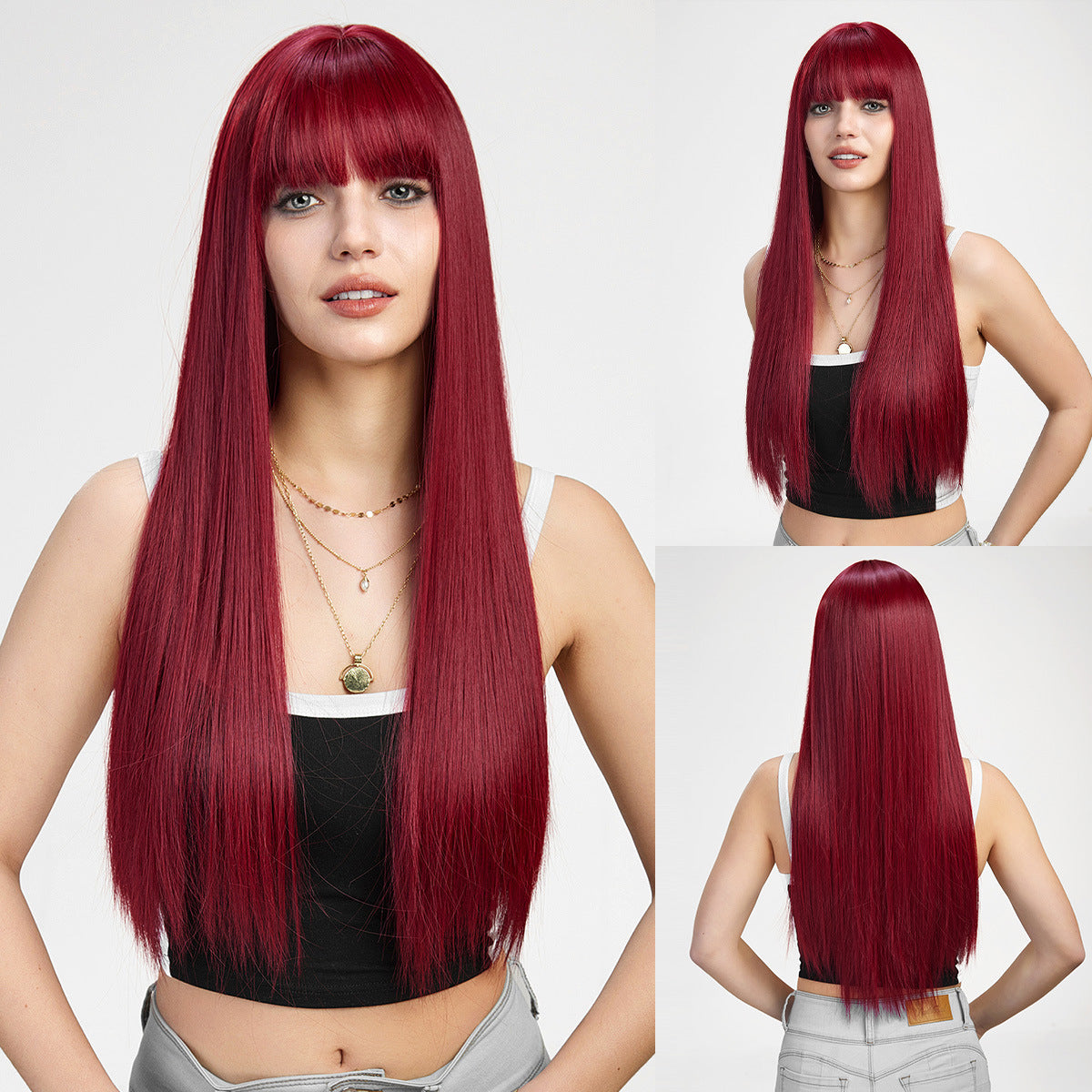 Women's Hair Fashion Hairstyle Lady Fluffy Natural Long Straight Wig