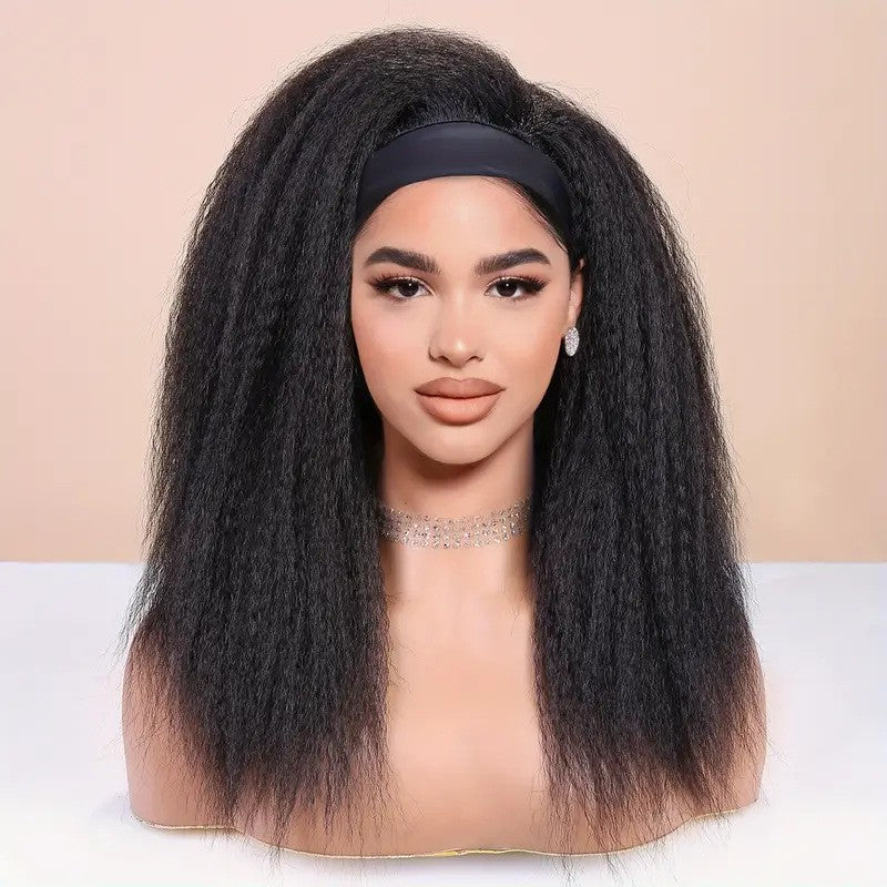 Hair Ice Silk Band Headband Turban Long Straight Wig