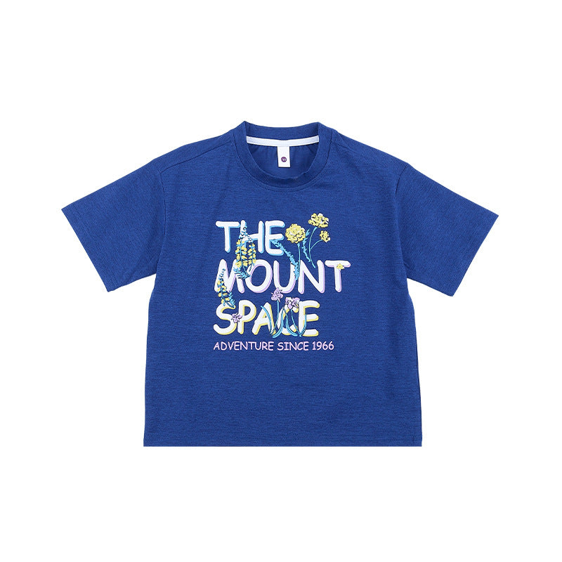 Children's Hemp Cotton Cartoon Printed Letter Short-sleeved Children's T-shirt