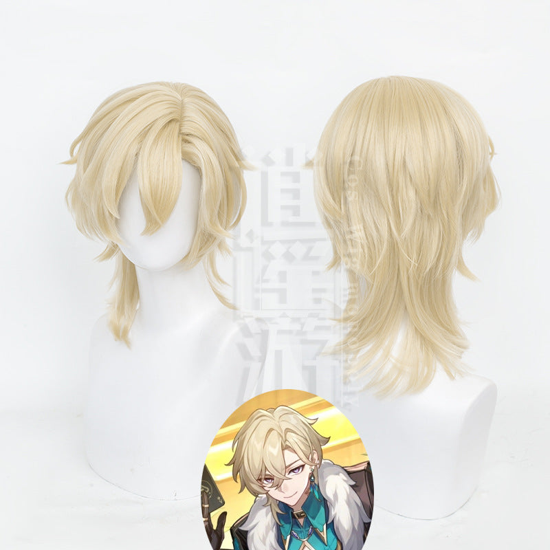 Dome Railway Sandy Gold Simulation Scalp Top Pinocchio Cos Wig