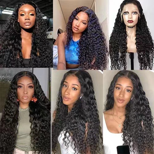 Women's African Wigs With Small Curly Hair Front Lace Head Wig Long Curls