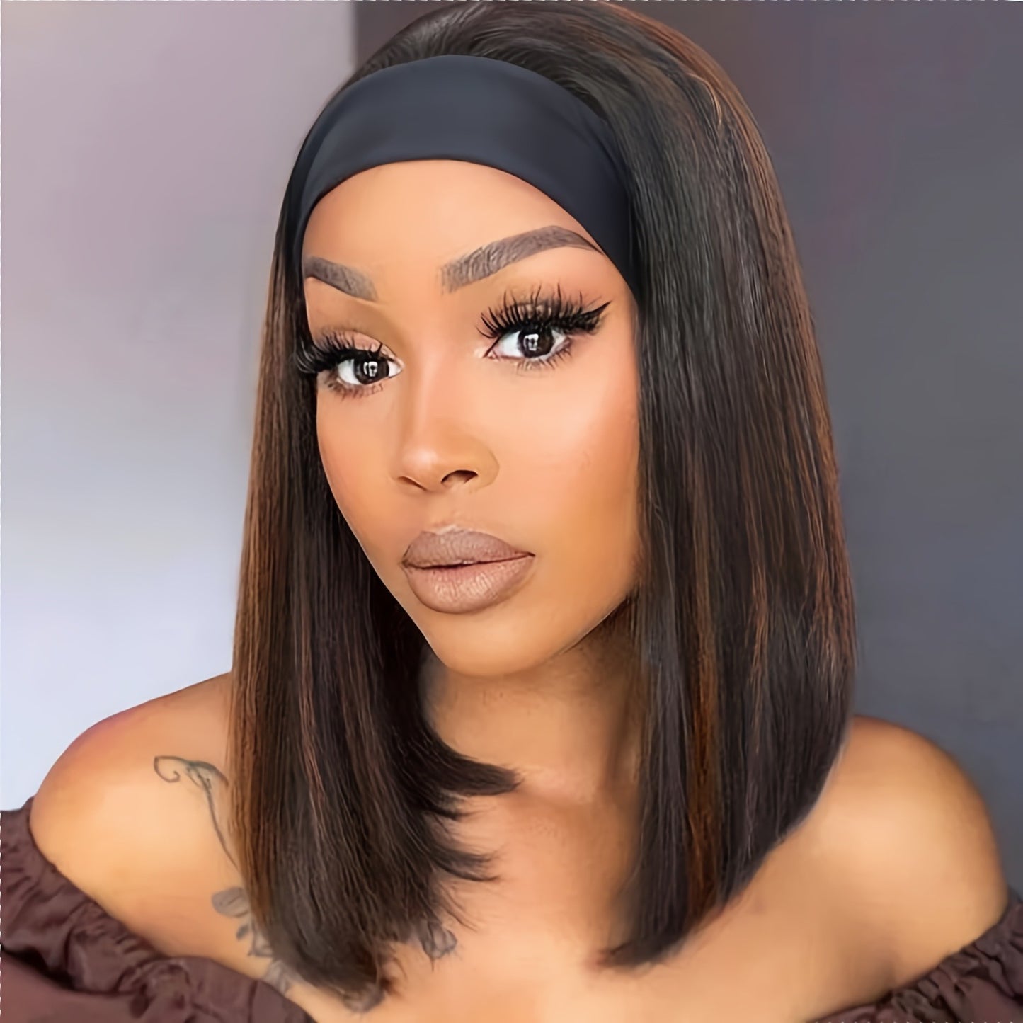Female Ribbon Curly Hair Big Wave Chemical Fiber Black Pick Wig Long Curls