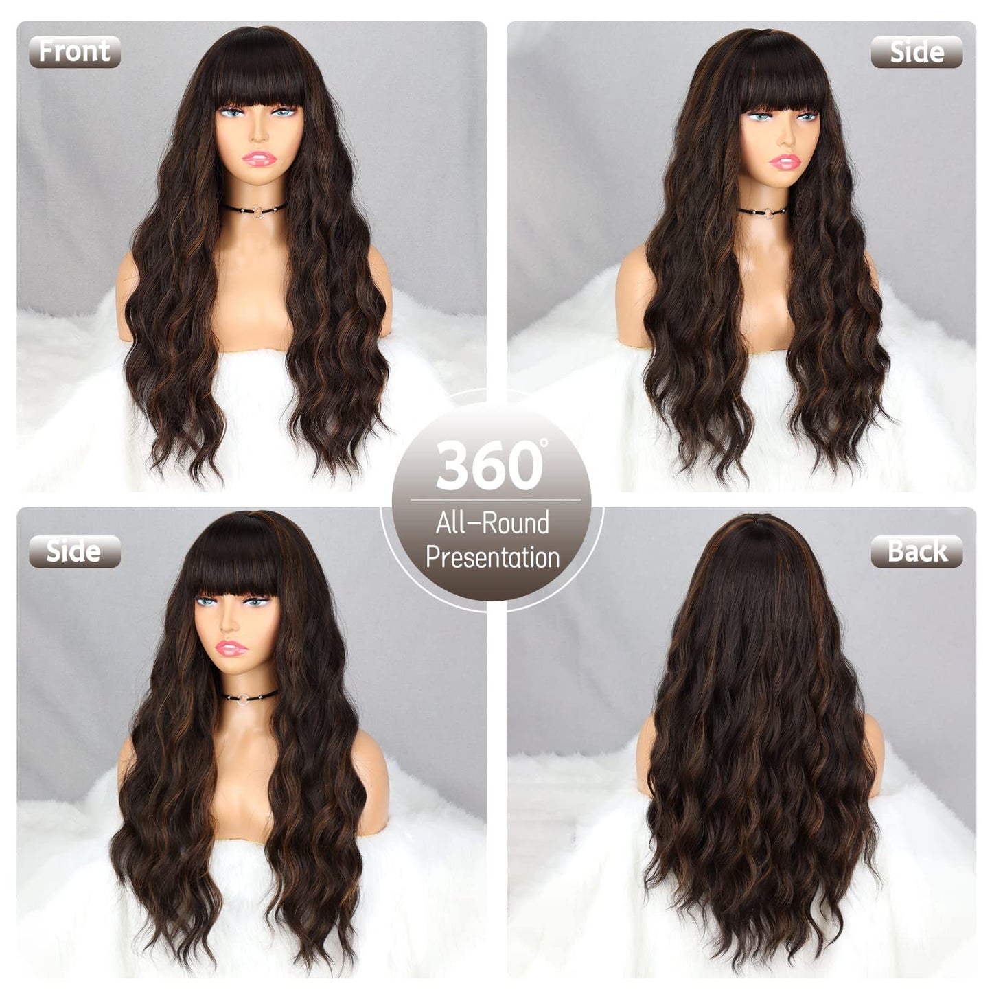 Black Curly Hair Multiple Colors Fiber Wig Long Curls