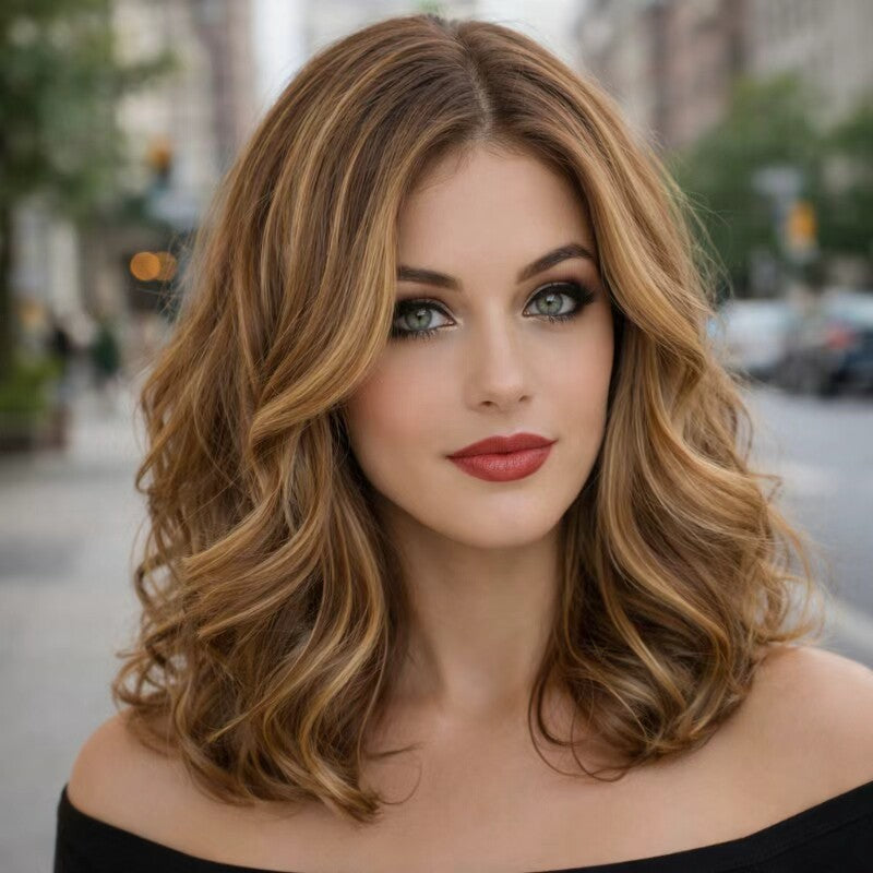 Women's Fashion Mid-length Black Waves Roll Fiber Wig Short Curly Hair