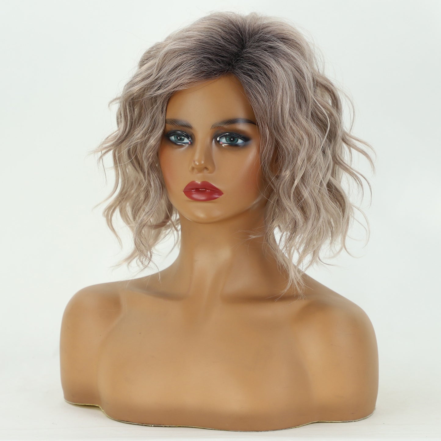 Cool Women's Dyed Mid-length Curly Hair Wig Long Curls