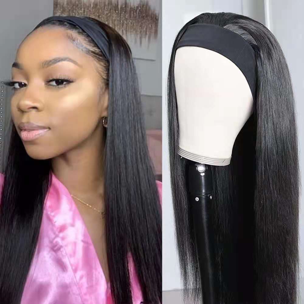 Turban Fashion Curly Hair Band Synthetic Long Straight Wig