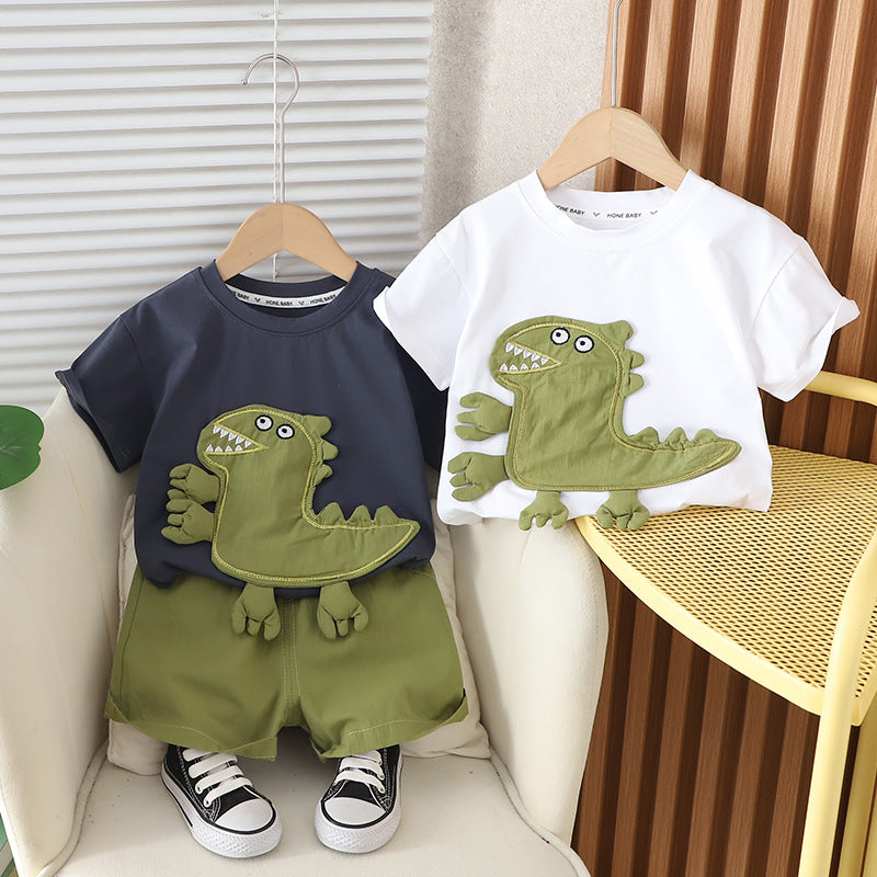 Children's Summer Cartoon Round Neck Short Sleeve Children's Suit