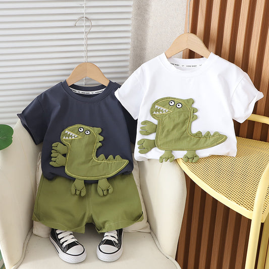 Children's Summer Cartoon Round Neck Short Sleeve Children's Suit
