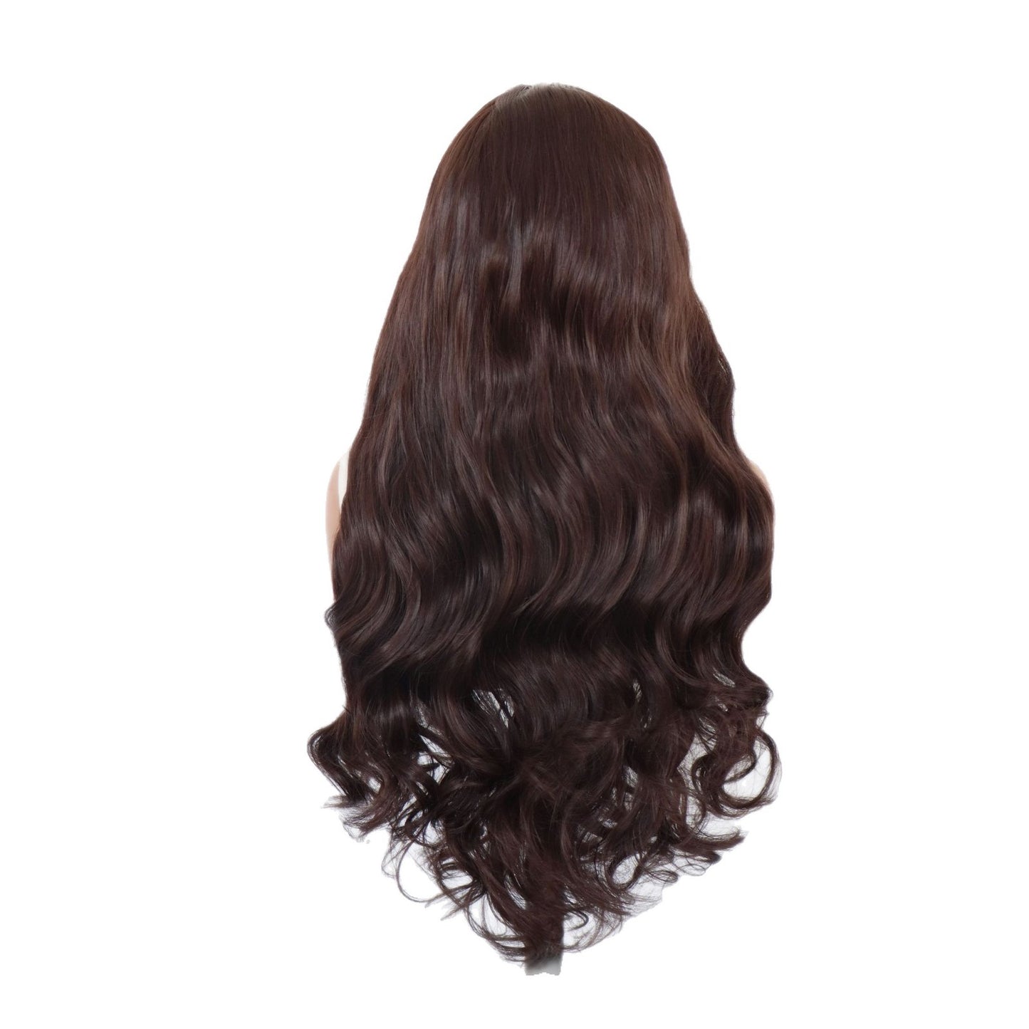 Women's Hand Crocheting Front Lace Curly Hair Dark Brown Matte Wig Long Curls