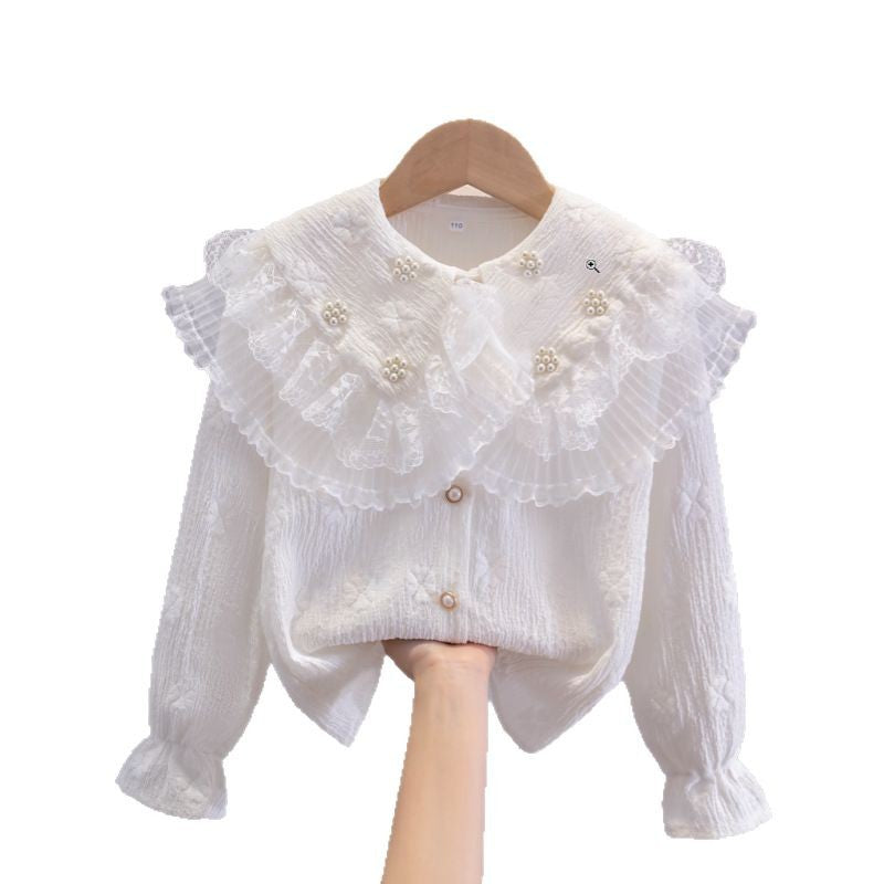 Doll Collar Chiffon Lace Clothing Autumn Design Sense Small Ocean Children's Shirt