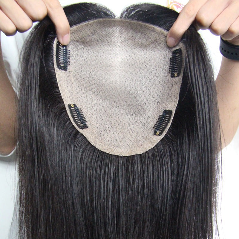 Women's Double Hand Needle Braid Head Supplementing Piece Invisible Wig