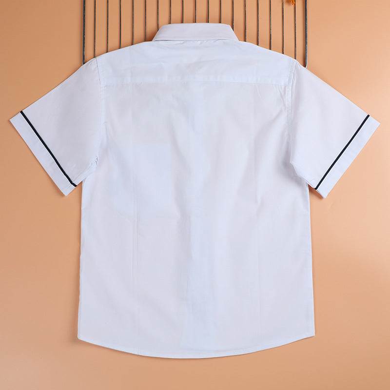 Children's Thin Middle Big Pocket Cuff Black Children's Shirt
