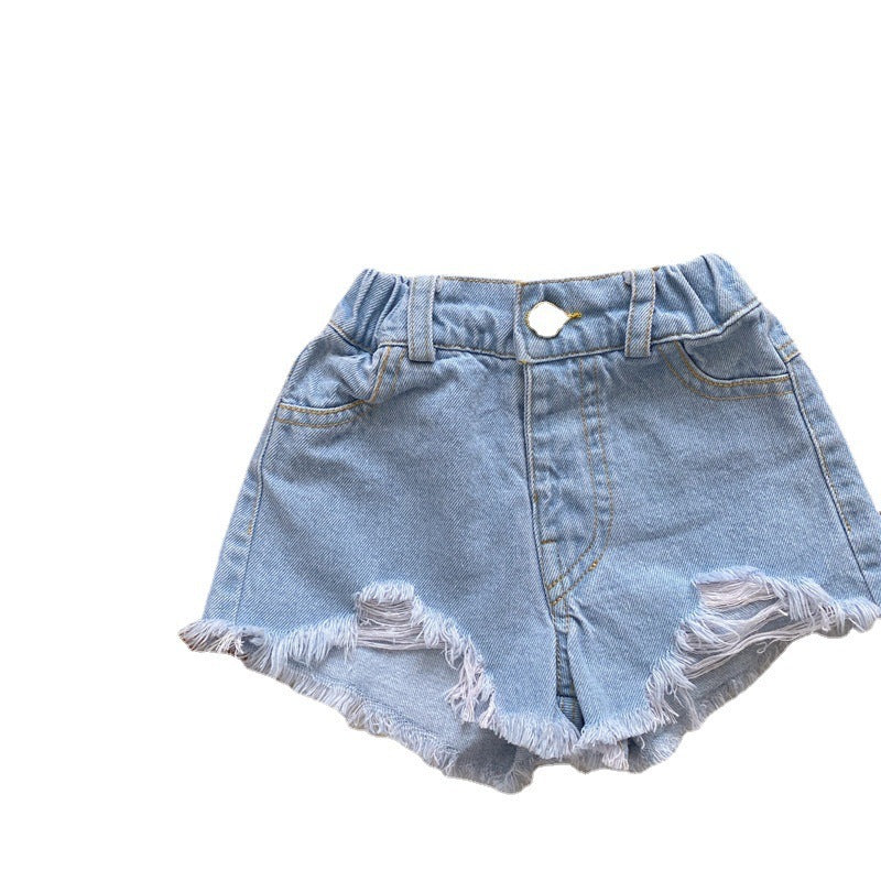 Children's Korean Style Clothing Summer Ripped Burr Children's Pants