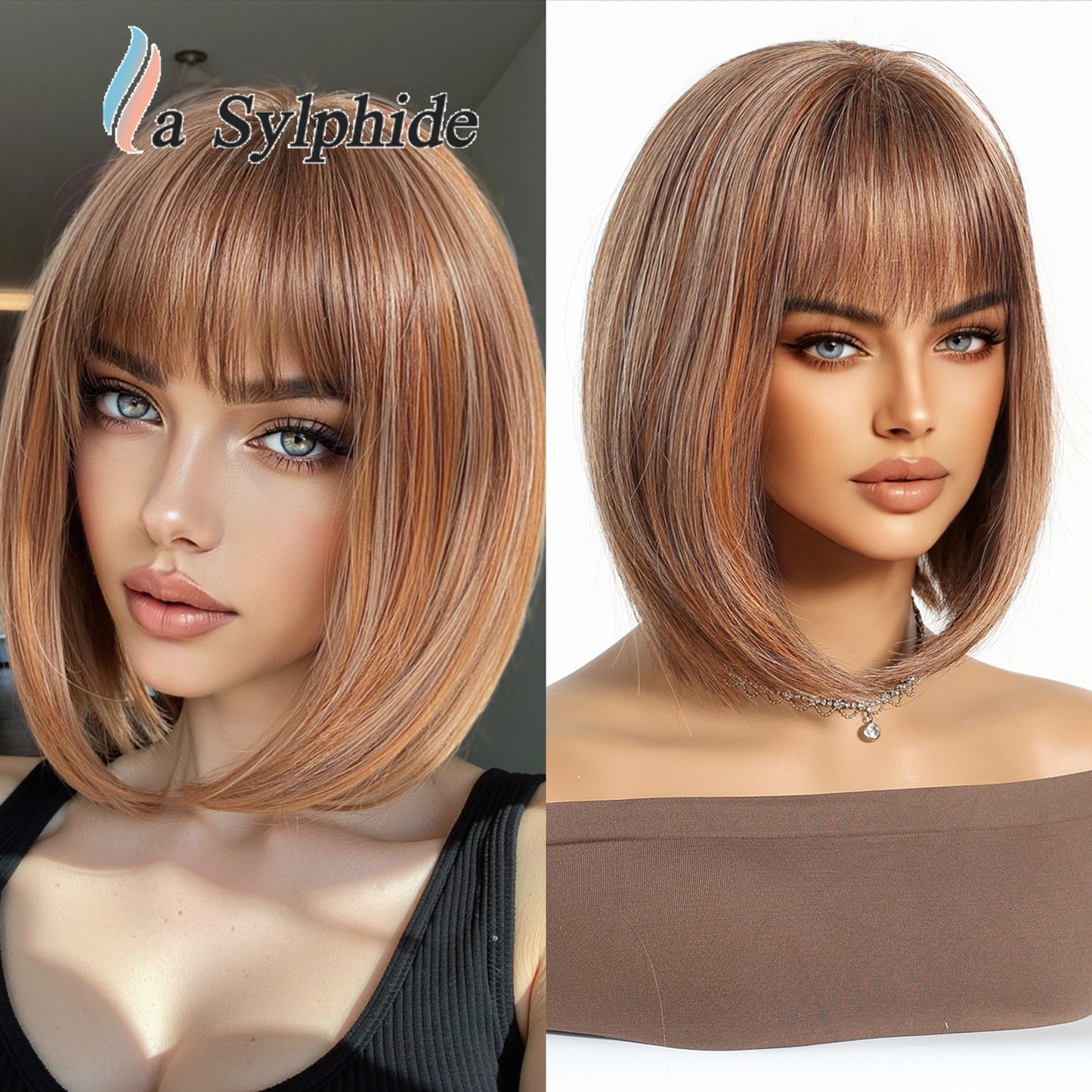 Full Head Cap Imitation Human Natural Top Wig Short Straight Hair