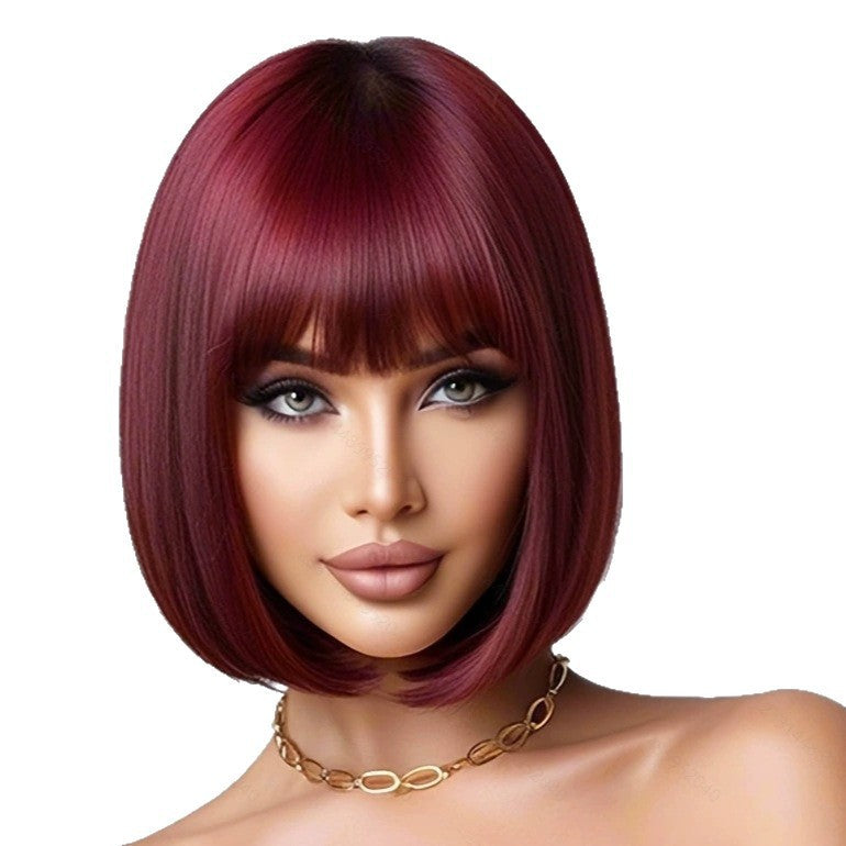 Classic Durable Women's Bangs Air Headgear Wig Short Straight Hair