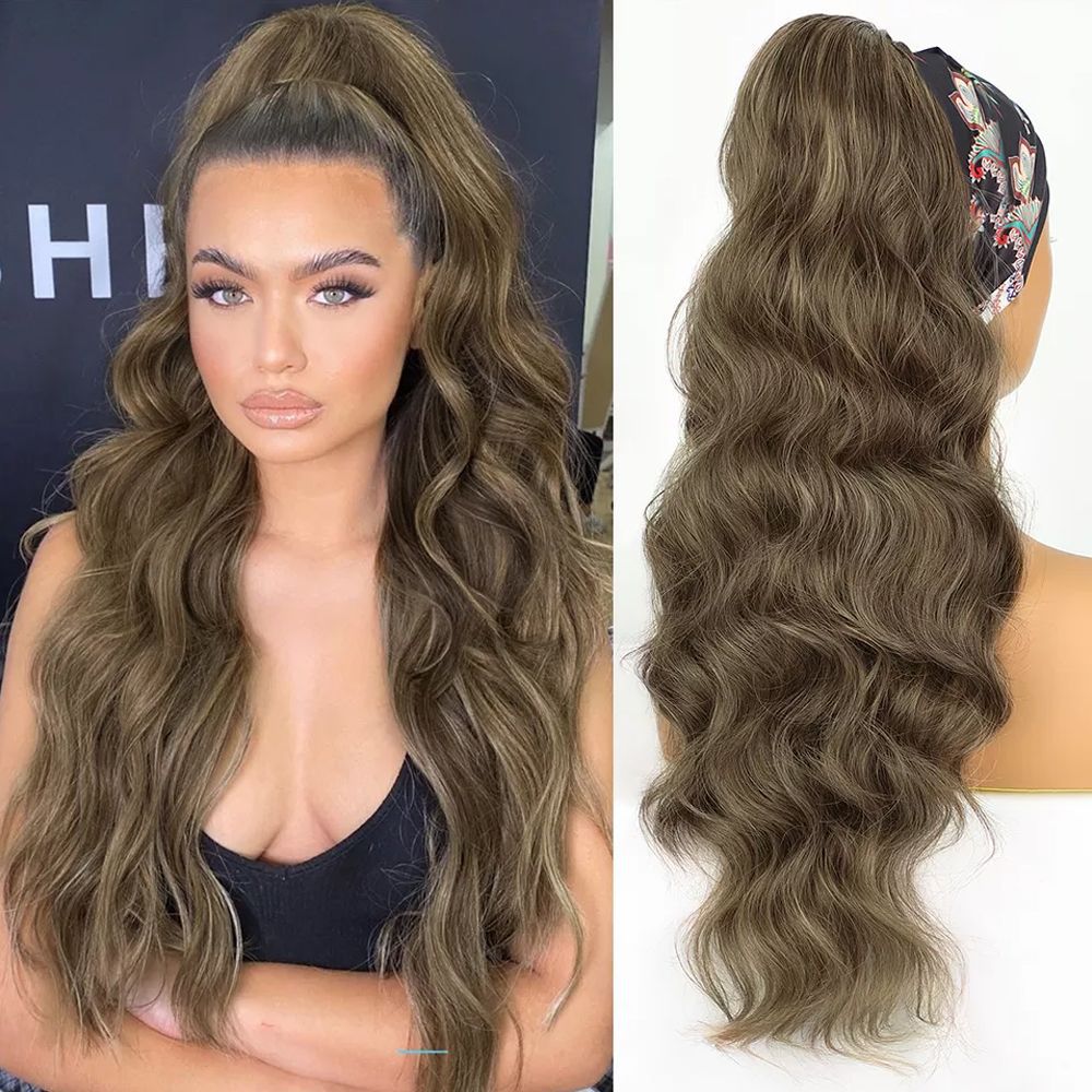 Women's Fiber Drawstring Hair Extension Big Wave Chemical Wig Ponytail