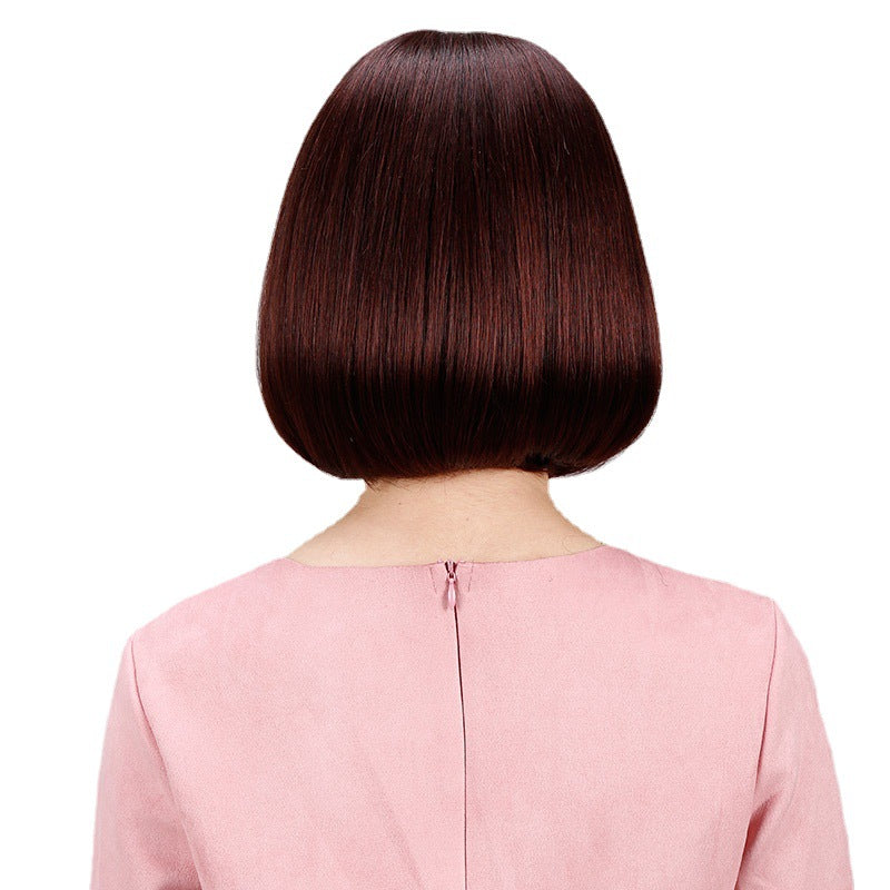 Women's Human Middle Point Natural Fluffy Head Female Short Real Hair Wig