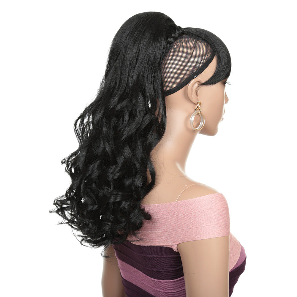 Fiber Long Curly Hair With Bangs Wig Ponytail