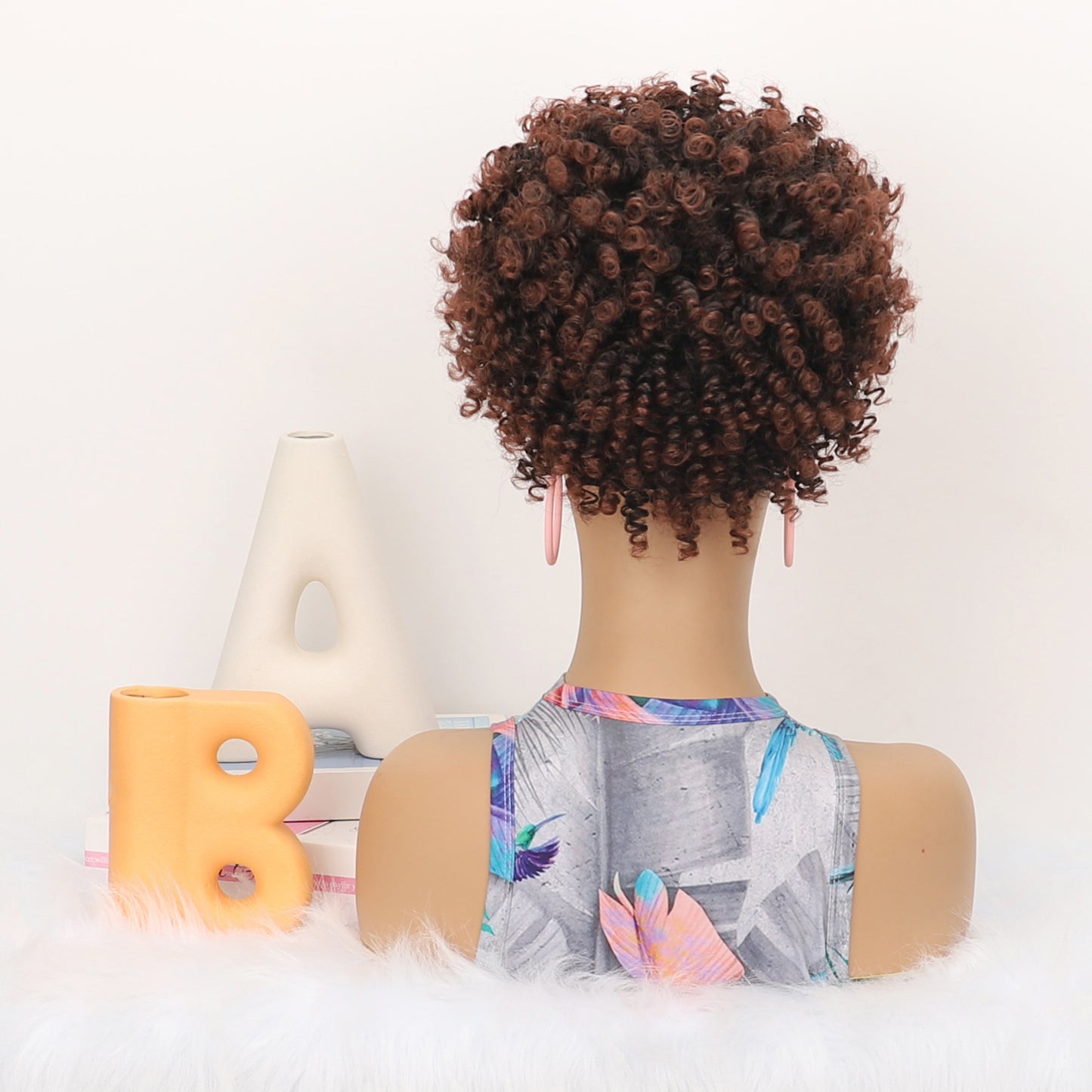 Women's Hat Small Roll Head Cover Screw Spring Wig Short Curly Hair