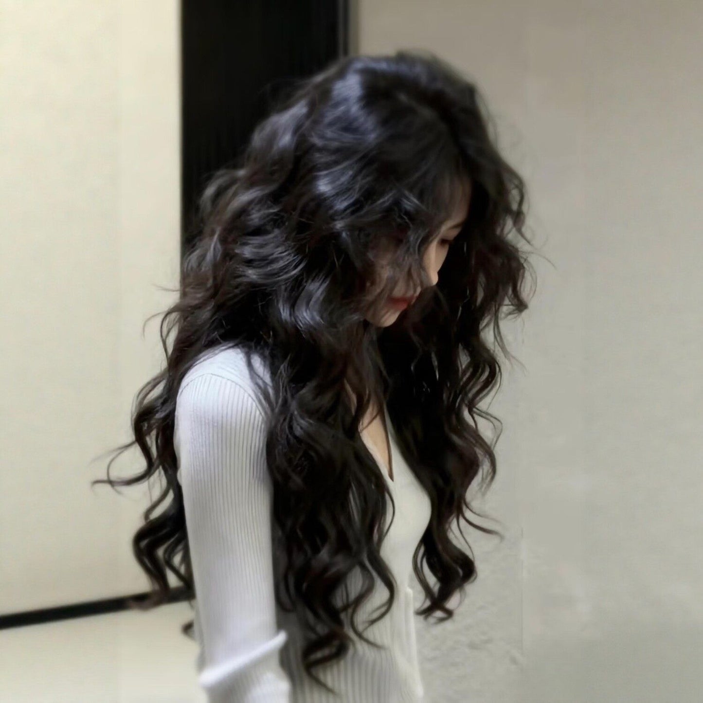 Style Wool Egg Roll Mid-length Curly Hair Big Wave Rose Wig Long Curls