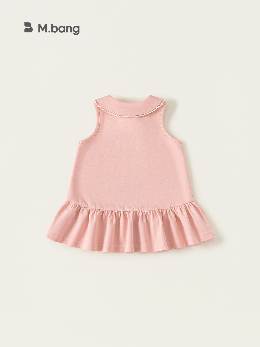 Children's Clothing Summer Pink Puppy Vest Sleeveless Doll Collar A- Line Children's Dress