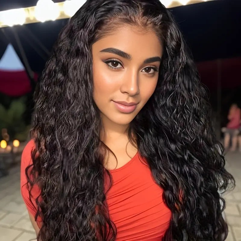 Women's African Black Medium Curly Hair Small Wig Long Curls