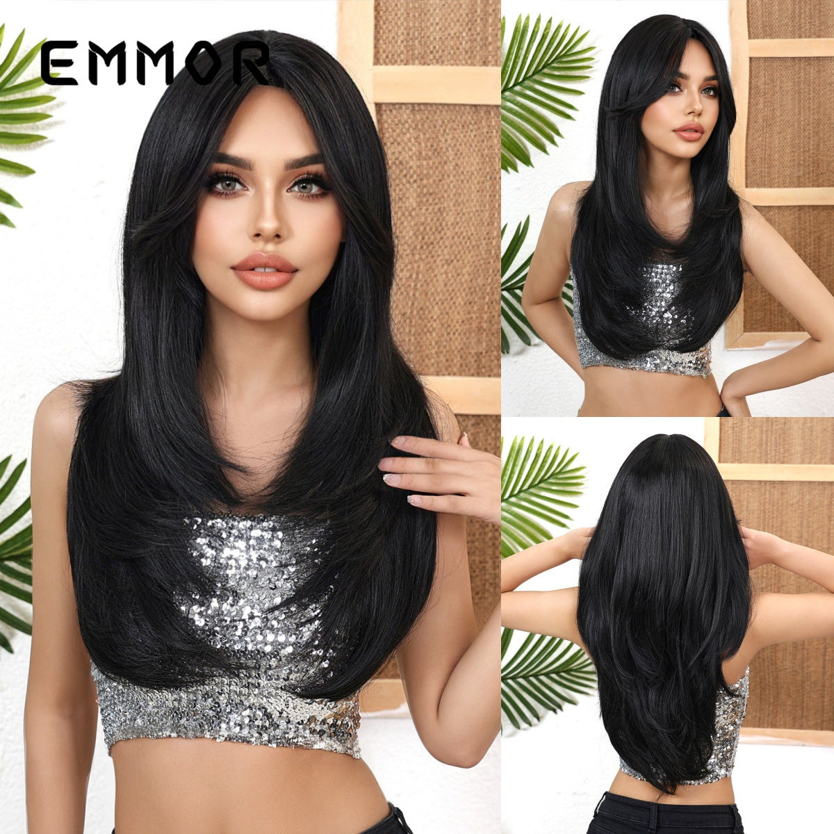 Bangs Face Trimming High-level Natural Black Long Straight Wig