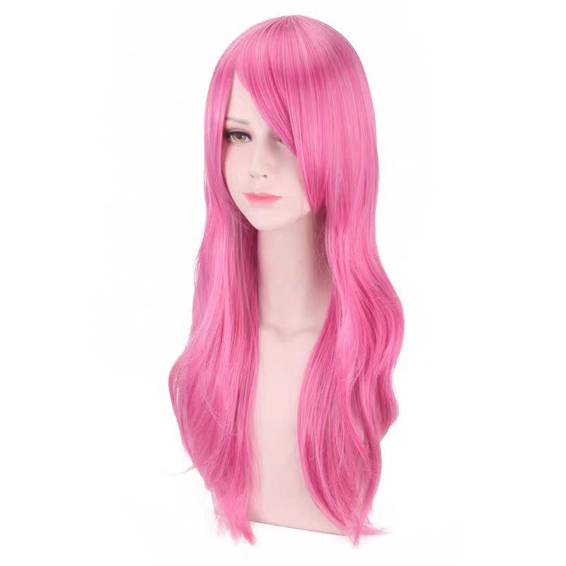 Bones Knife He Pink Side Bangs Long Straight Cos Wig