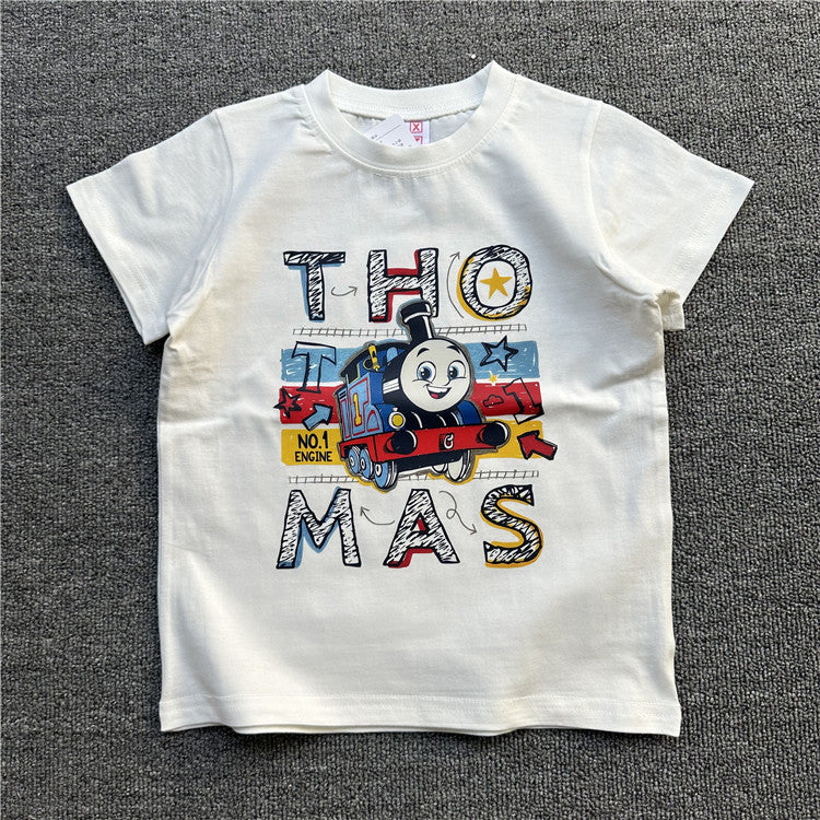 Children's Cartoon Thomas Game Pack Series Summer Short Sleeve Can Children's T-shirt