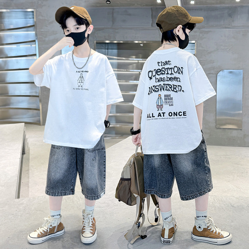 Children's Short-sleeved Clothing Summer Thin Loose Casual Top Children's Suit