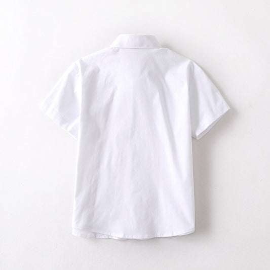 Cotton Half Sleeve White Summer Watch Performance School Children's Shirt