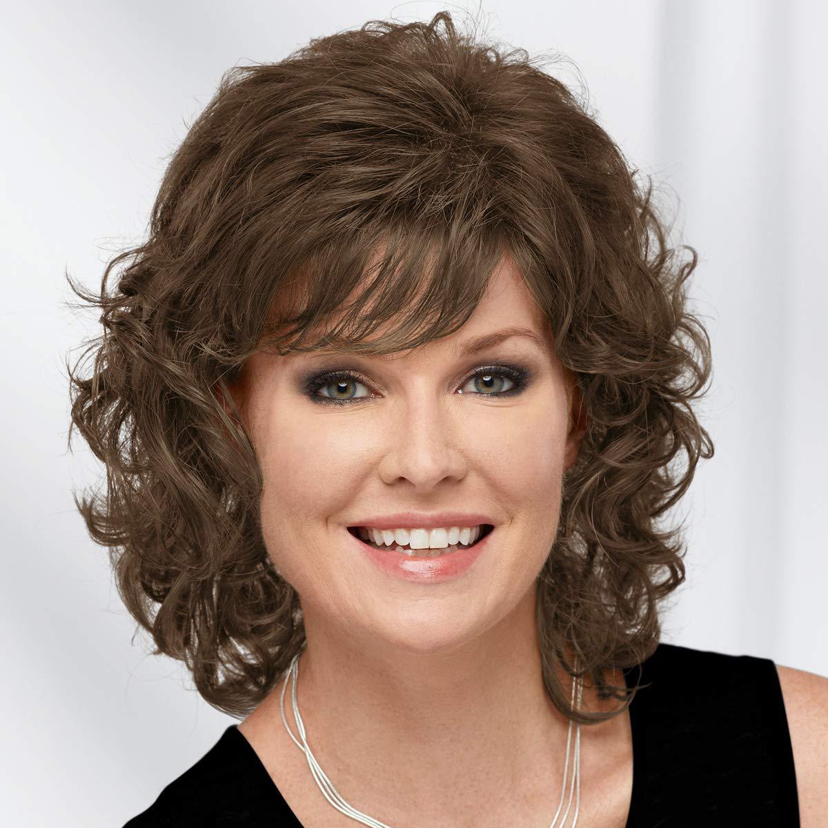 Golden Yellow Female Brown Natural Fluffy Wig Short Curly Hair